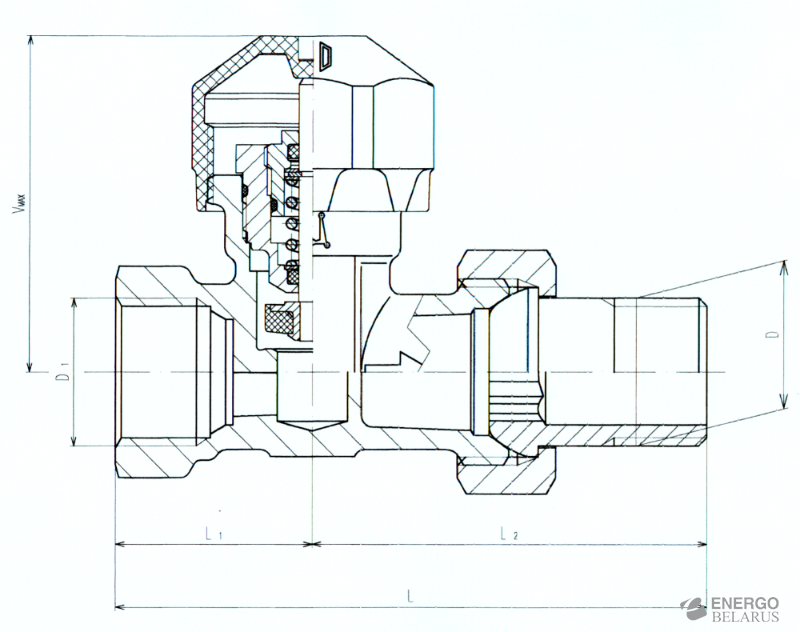 Вентиль радиаторный термостатический прямой VE-4262.H DN10