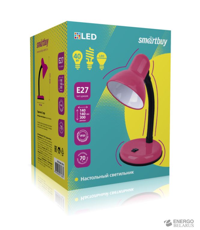 Светодиодный наст. светильник (LED) Е27 Pink, Smartbuy