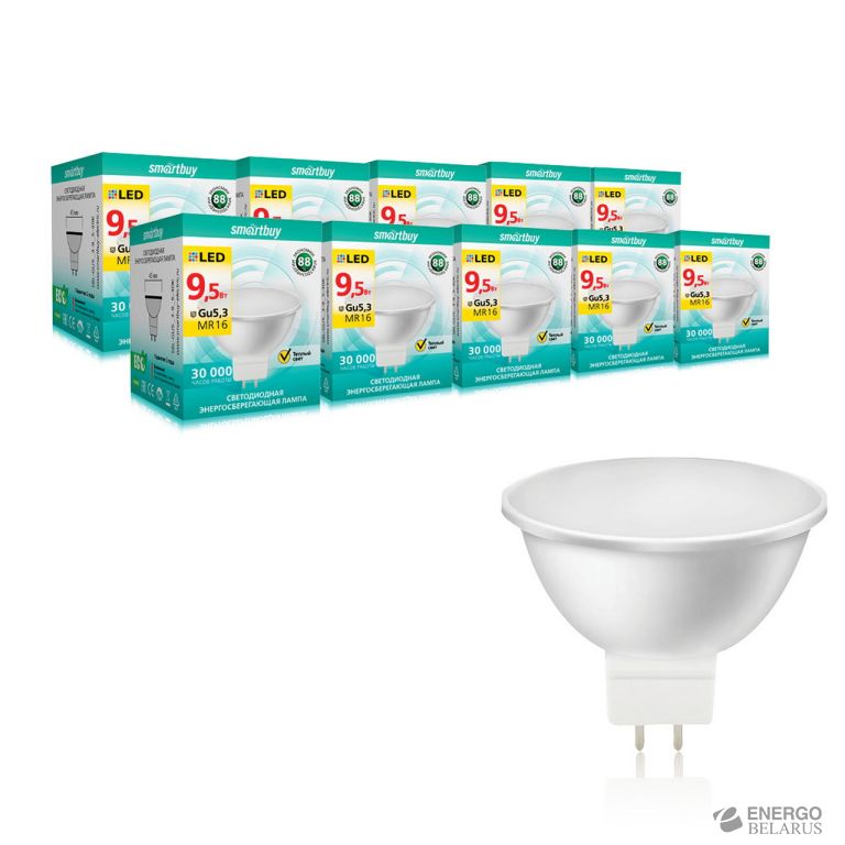 Лампа светодиодная (LED) Smartbuy-Gu5,3-9,5W/3000