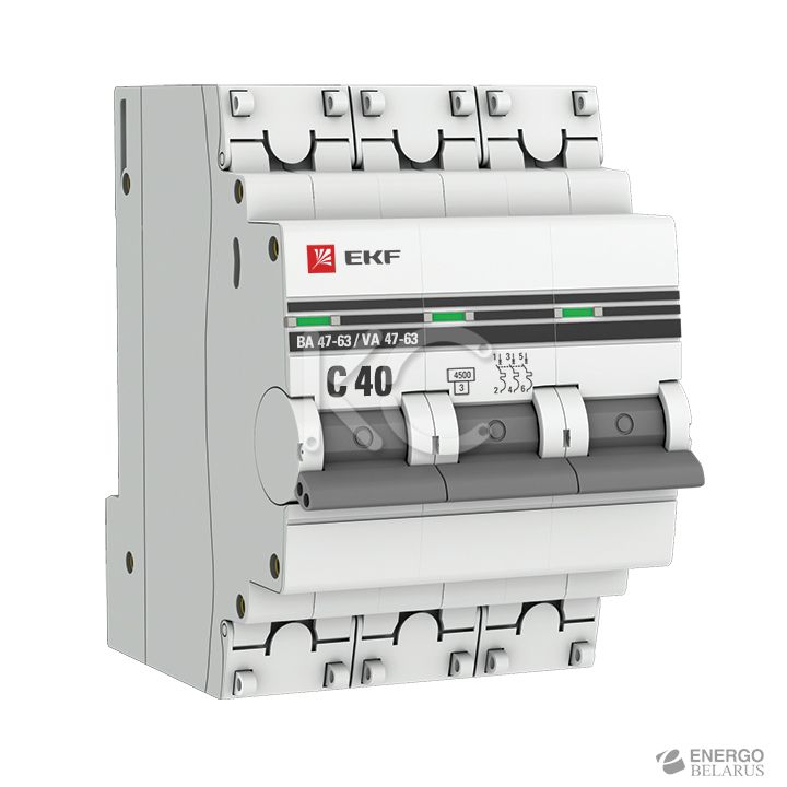 Автоматический выключатель ВА 47-63 40А 3р хар.С EKF PROxima