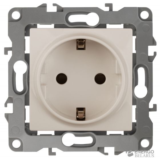 12-2101-02 ЭРА Розетка 2P+E Schuko, 16A-250В, IP20, Эра12, слоновая кость