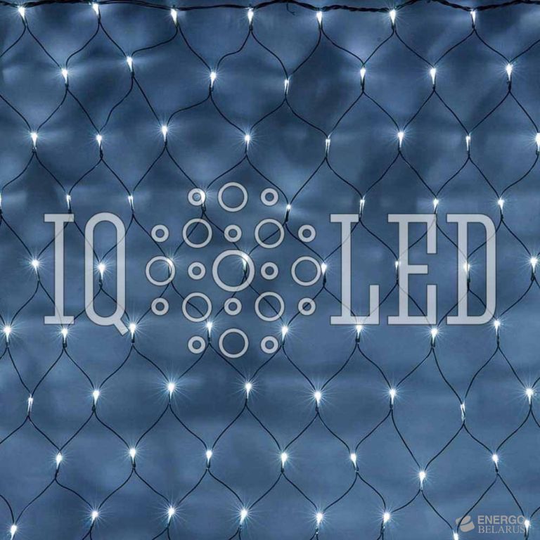 Сеть постоянного свечения 2*4M, 240V, БЕЛЫЕ на чернoм проводе, соединяемая