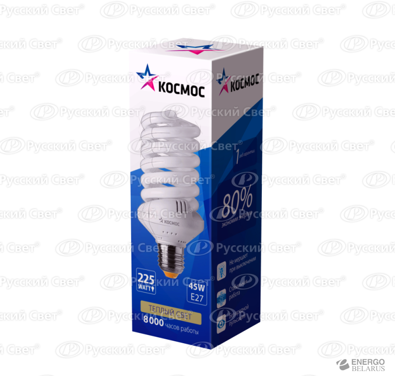 Лампа люминесцентная компактная SPC 45Вт E27 2700К трубка Т3 Космос LKsmT3SPC45wE2727