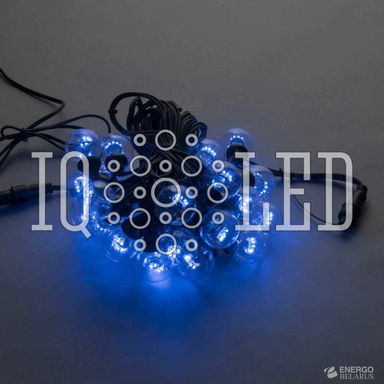 Гирлянда 50CM, 10M, 240V, белт-лайт с лампами, синий/черный провод