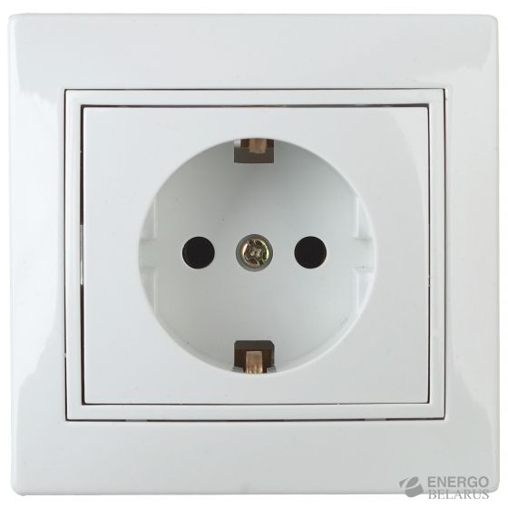 Розетка Intro Plano 1-202-01 с заземлением 2P+E Schuko, 16А-250В, IP20, СУ, белый