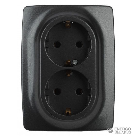 12-2106-05 ЭРА Розетка 2X2P+E Schuko, 16A-250В, IP20, Эра12, антрацит