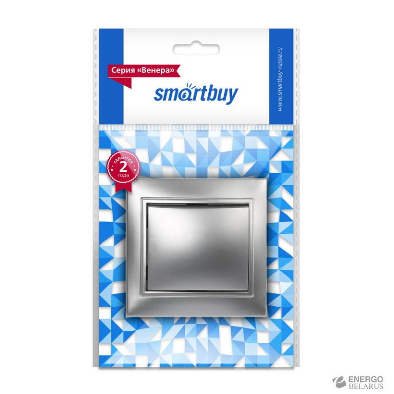 Выключатель 1-клавишный 10А серебро, керамика "Венера", Smartbuy