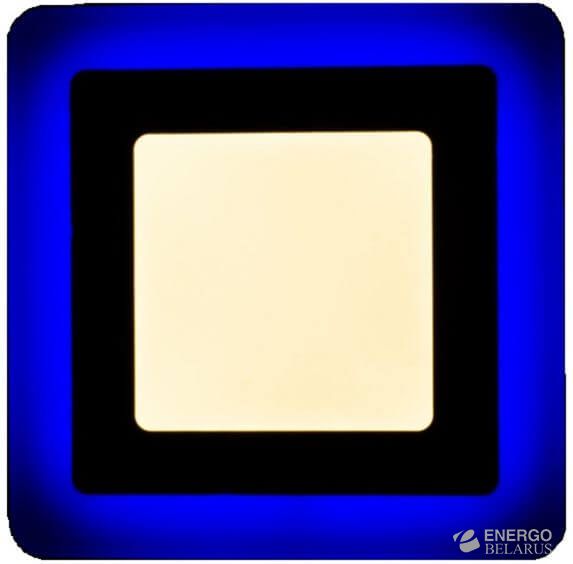 Светильник светодиодный с декоративной подсветкой квадратный,  12+4W, Синий TruEnergy