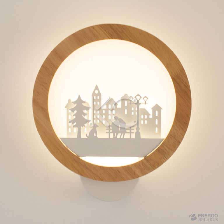 Светильник светодиодный настенный Астерия MMD-LED C053-6-12W, 4000K, дерево/белый, Home Light