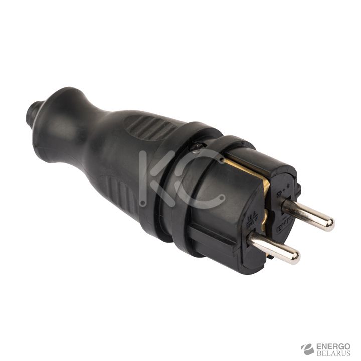 Вилка прямая каучуковая 230В 2P+PE 16A IP44 EKF PRO