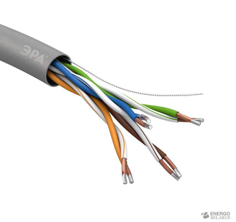 ЭРА Кабель витая пара U/UTP 4x2x24 AWG Cat5e CCA PVC 100 м SIMPLE (6/180)