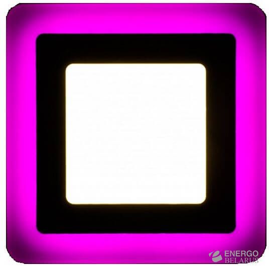 Светильник светодиодный с декоративной подсветкой квадратный, 3+2W, Розовый TruEnergy