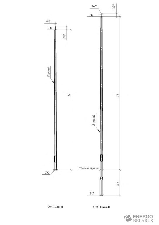 Опора коническая граненая для установки в грунт (вкапываемая) ОМГЦвка-