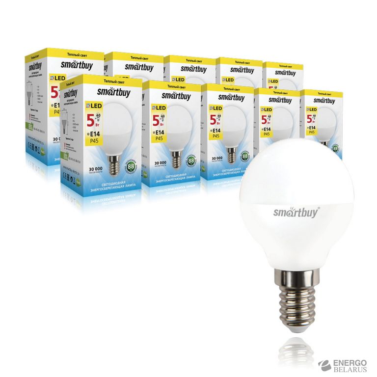 Лампа светодиодная (LED) Smartbuy-P45-05W/3000/E14