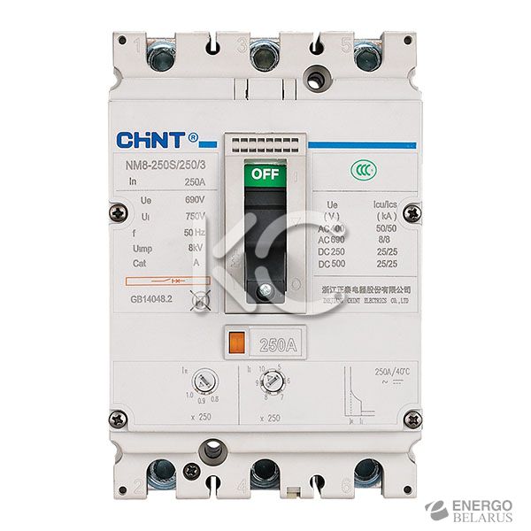 Автоматический выключатель NM8-250S 3P 200А 50кА (CHINT)