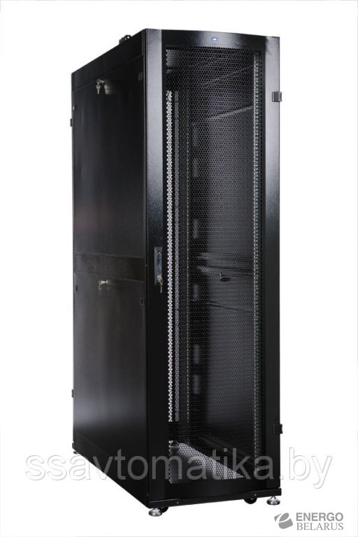 Шкаф 42U (800x1200) дверь перфор., задние двойные перфор., черный, в сборе