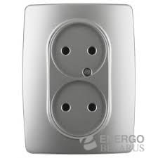 Розетка 12-2107-03 ЭРА 2X2P, 16A-250В, IP20, Эра12, алюминий (10/100/1600)