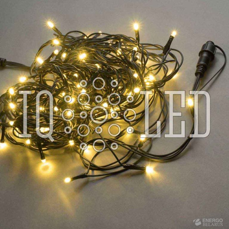 Гирлянда постоянного свечения 10M, 240V, белый теплый / черный провод, (без силового шнура) (без колпачка)