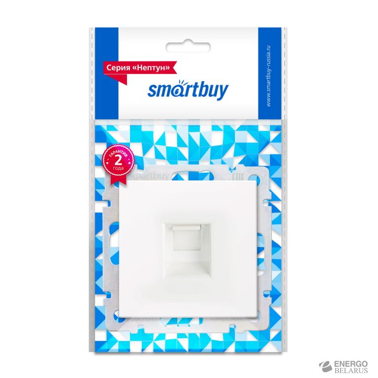 Розетка компьютерная RJ-45, белая, "Нептун" Smartbuy
