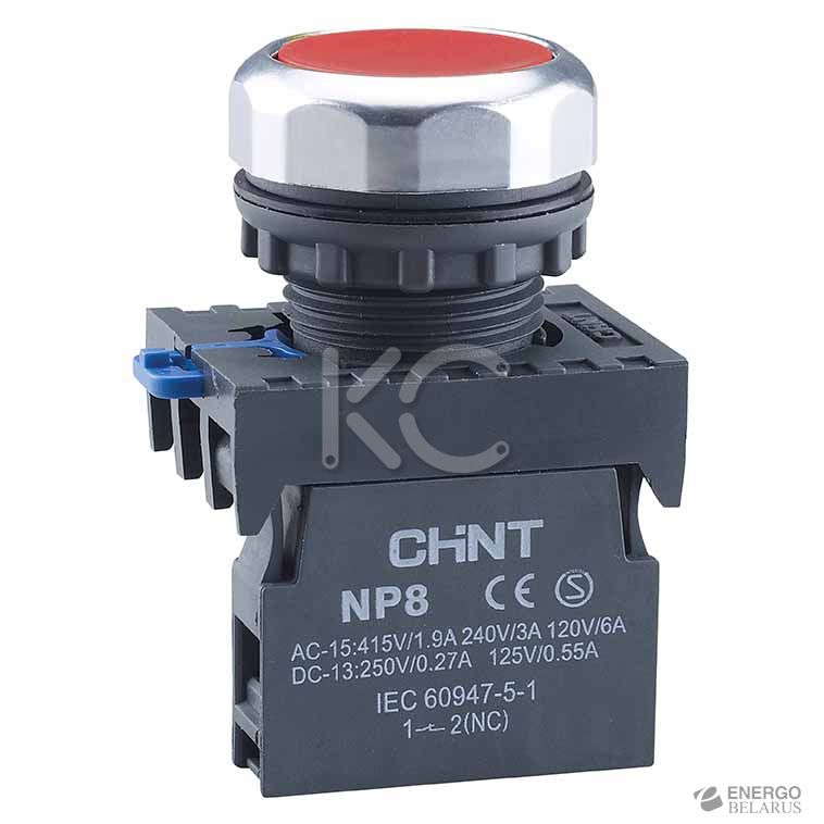 Кнопка управления NP8-01BN/4 без подсветки красная 1НЗ IP65 (R) (CHINT)