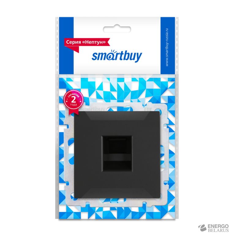 Розетка компьютерная RJ-45, черная, Smartbuy