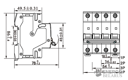 Выключатель автоматический NB1-63H 2P 10A C (10kA) CHINT