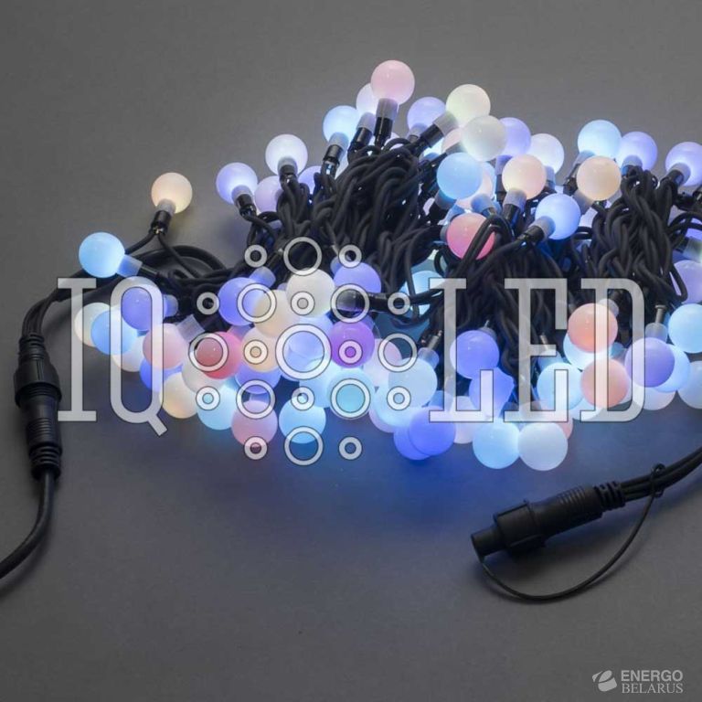 Гирлянда постоянного свечения 15M, 25MM, 240V, RGB, черный провод, медленная смена 8-ми цветов (без силового шнура)