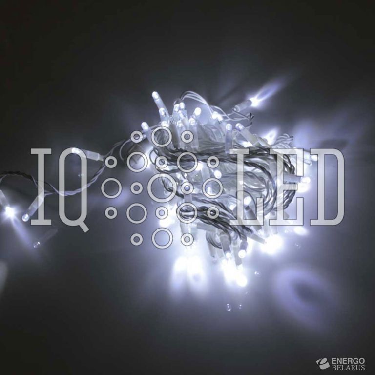 Гирлянда с FLASH мерцанием 10M, 240V, Белая / белый FLASH на белом проводе соединяемая (без силового шнура) (с колпачком)