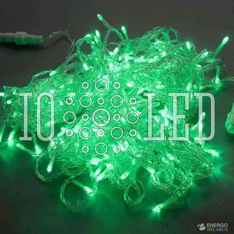 Гирлянда постоянного свечения 10M, 24V, зеленая / прозрачный провод, соединяемая (без силового шнура)