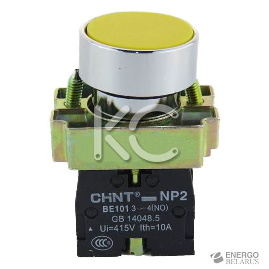 Кнопка управления NP2-BA51 без подсветки желтая 1НО IP40 (CHINT)