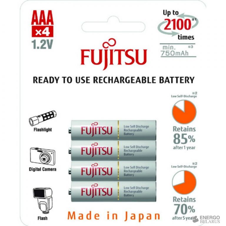 Аккумулятор Fujitsu Ni-Mh AAA (1.2V, 750 мА/ч) белый
