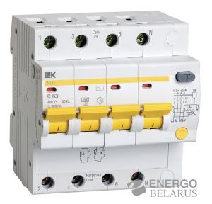 Дифференциальный автоматический выключатель АД14 4Р 63А 300мА IEK