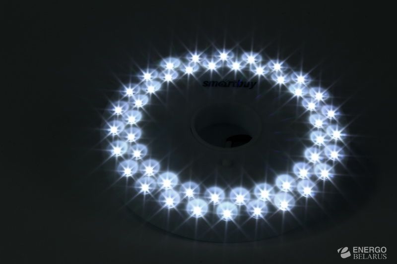 Светодиодный фонарь Smartbuy 48 LED с карабином для подвешивания, белый