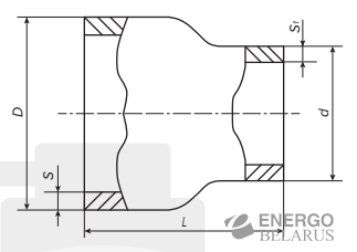Переход стальной концентрический оцинкованный ГОСТ 17378-2001 45х25
