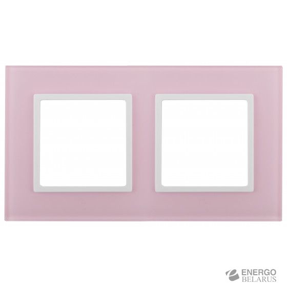 14-5102-30 ЭРА Рамка на 2 поста, стекло, Эра Elegance, розовый+бел