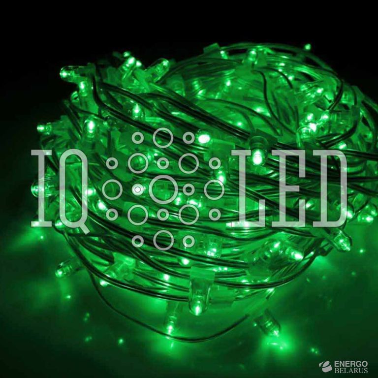 Гирлянда клип-лайт 12В, зеленый, 30M, Светодиод. зеленый Flash