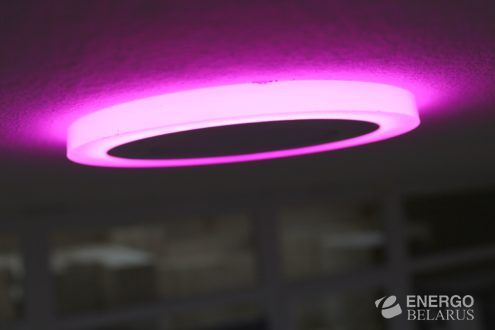Светильник светодиодный ультратонкий с декоративной подсветкой круглый, 3+2W, Розовый TruEnergy