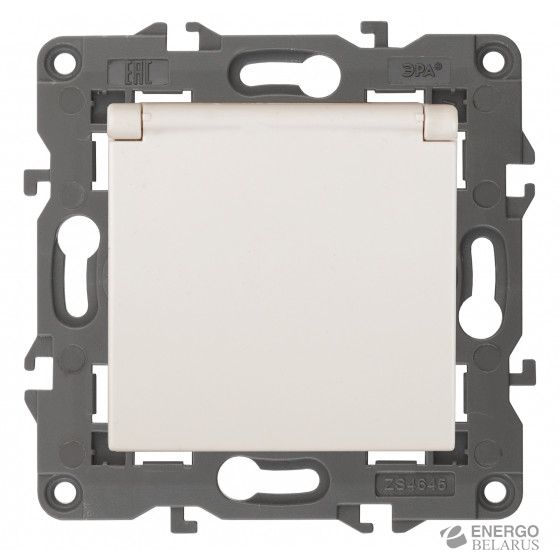 14-2103-02 ЭРА Розетка 2P+E Schuko со шторками с крышкой, 16A-250В, IP20, Эра Elegance, сл.кость