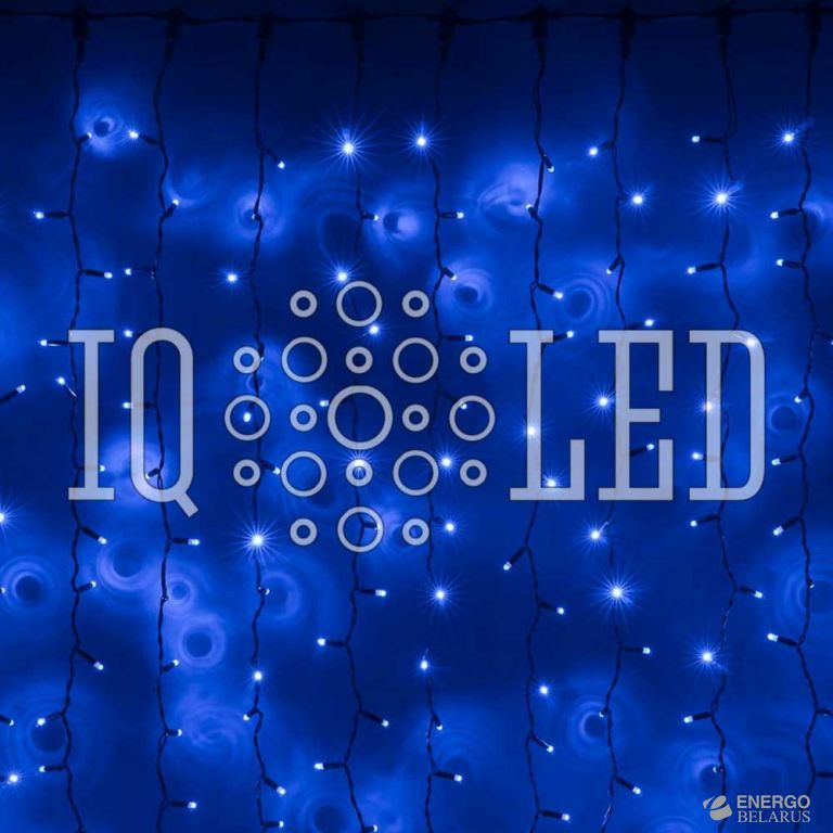 Дождь фиксинг 240V, 2*3М (синие светодиоды/черный)