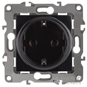 Розетка 12-2101-06 ЭРА 2P+E Schuko, 16A-250В, IP20, Эра12, чёрный (10/100/2800)