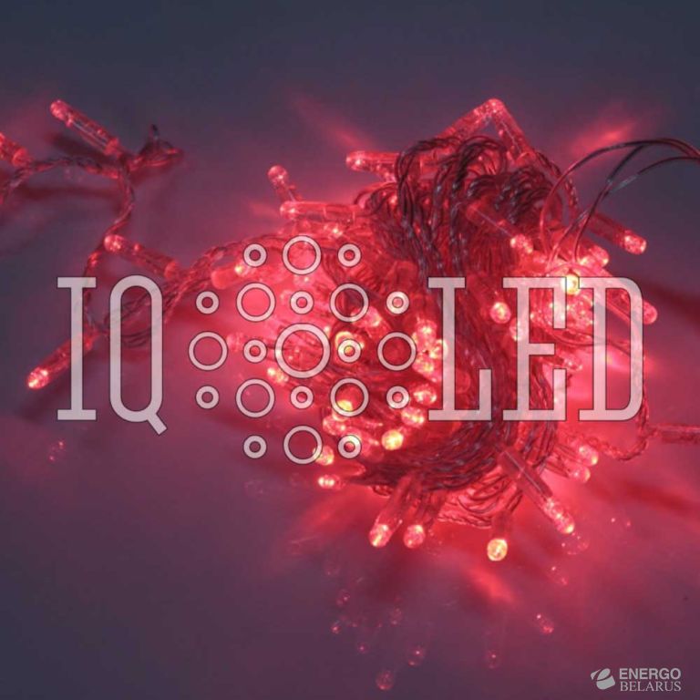 Гирлянда с FLASH мерцанием 10M, 240V, Красная / красный FLASH на прозрачном проводе, соединяемая (без шнура) (с колпачком)