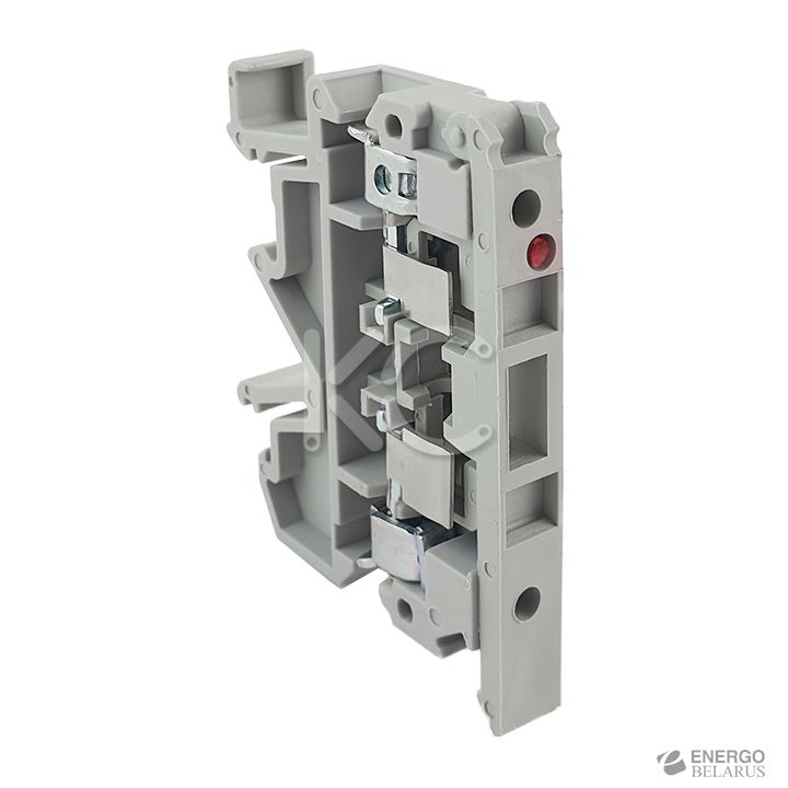 Зажим наборный ЗНИ для плавких вставок 5х20 JXB-4/35 тип RD с индикатором LED 230VAC серая КС