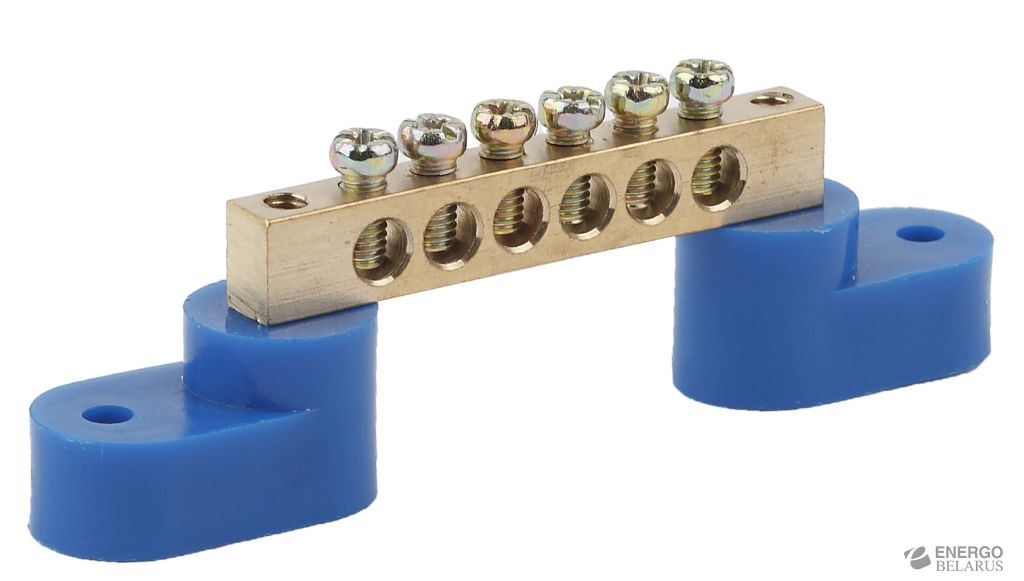 ЭРА NO-222-66  Шина N "ноль" на двух угловых изол ШНИ-8х12-6-У2-Синий (10/200/3600)