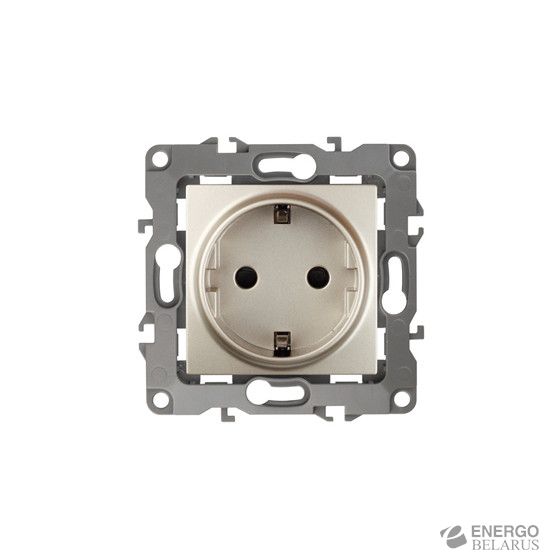 12-2001-04 ЭРА Розетка 2P+E Schuko, 16A-250В, IP20, без м.лапок, Эра12, шампань