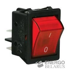 Выключатель клавишный красный с подсветкой IP20 0-1 (16А/250V AC) A14-R 