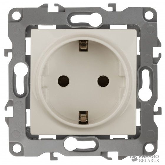 12-2111-02 ЭРА Розетка 2P+E Schuko, 16A-250В, IP20, винт, Эра12, слоновая кость