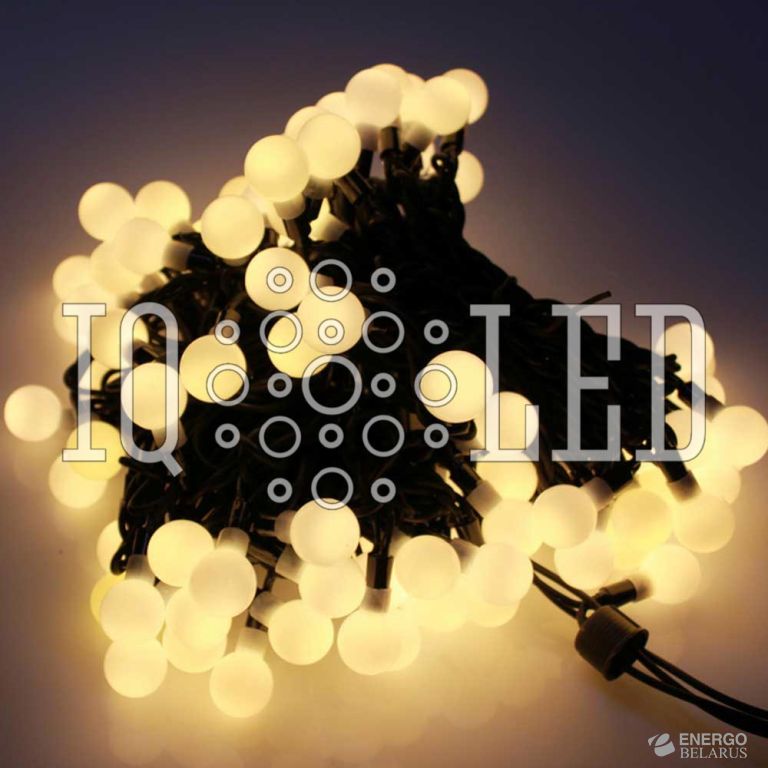 Гирлянда с насадками 15M, 25MM, 240V, белая Т./черный провод, соединяемая (без шнура) шарик D25