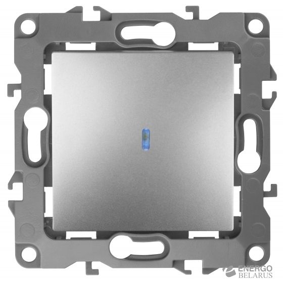 12-1102-03 ЭРА Выключатель с подсветкой, 10АХ-250В, IP20, Эра12, алюминий