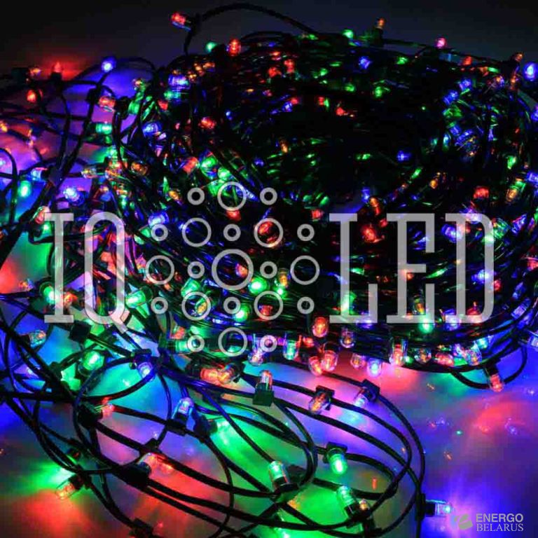 Гирлянда клип-лайт 12В, 15CM, 100M, WITH CLEAR CAP, мульти. (с колпачком), темно- зеленый провод