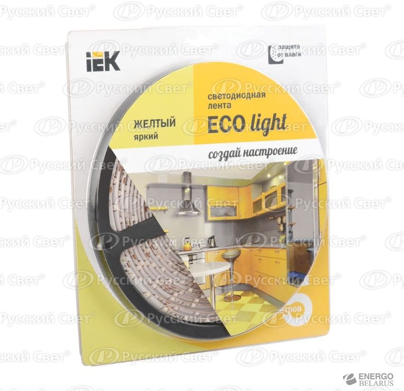 Лента светодиодная ECO LED LSR-3528Y60-4.8-IP65-12V (уп.5м) жел. ИЭК LSR1-4-060-65-1-05